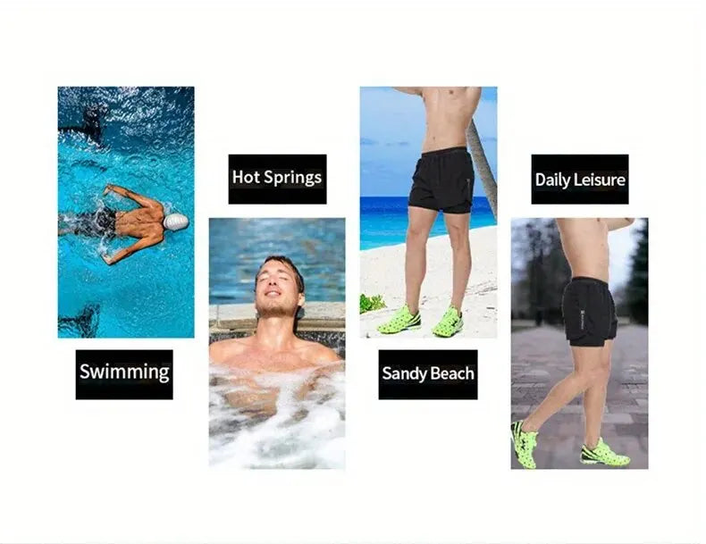 Men's Aloe Pants Athletic Shorts Two-Layer Swim Trunks: Stylish, Quick-Drying & Comfortably Fit for Beach, Pool & Hot Spring!