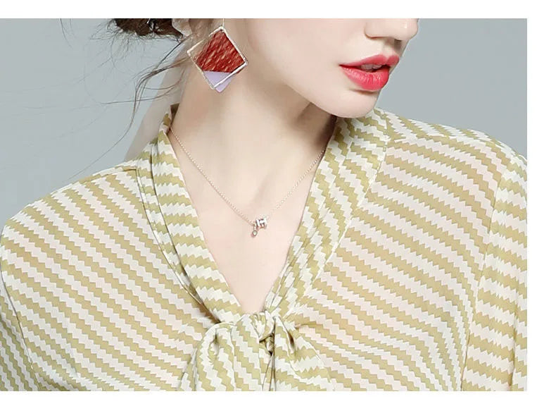 Spring Summer Women Chiffon Shirt Stripe Loose Long Sleeve Bow Office Fashion Urban Cardigan Elegant Women's Blouses 2022 5XL