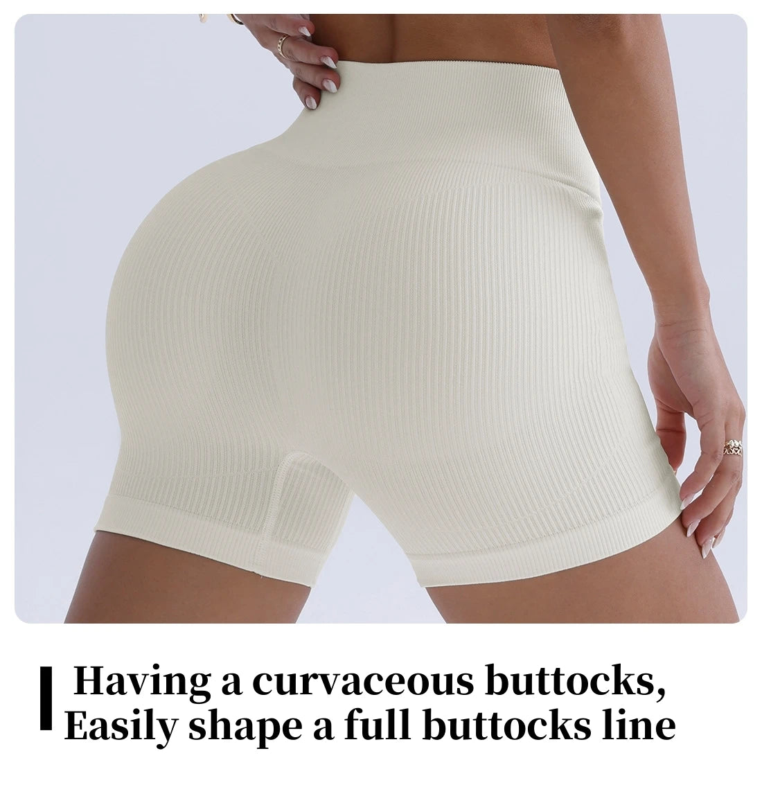 High-waisted Yoga Pant For Women, Designed To Lift And Shape, Tight-fitting With Solid Color And Ribbed Texture, Sports Shorts
