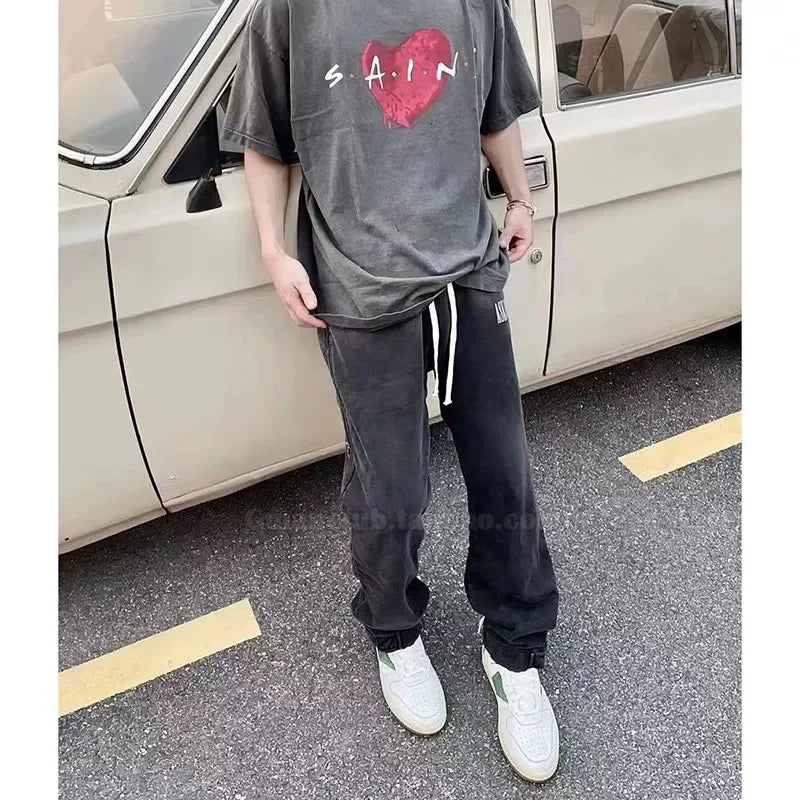 Vintage Series Saint Round Neck Sexy Robot Printed Casual High Quality Oversized T Shirt Harajuku Streetwear Men