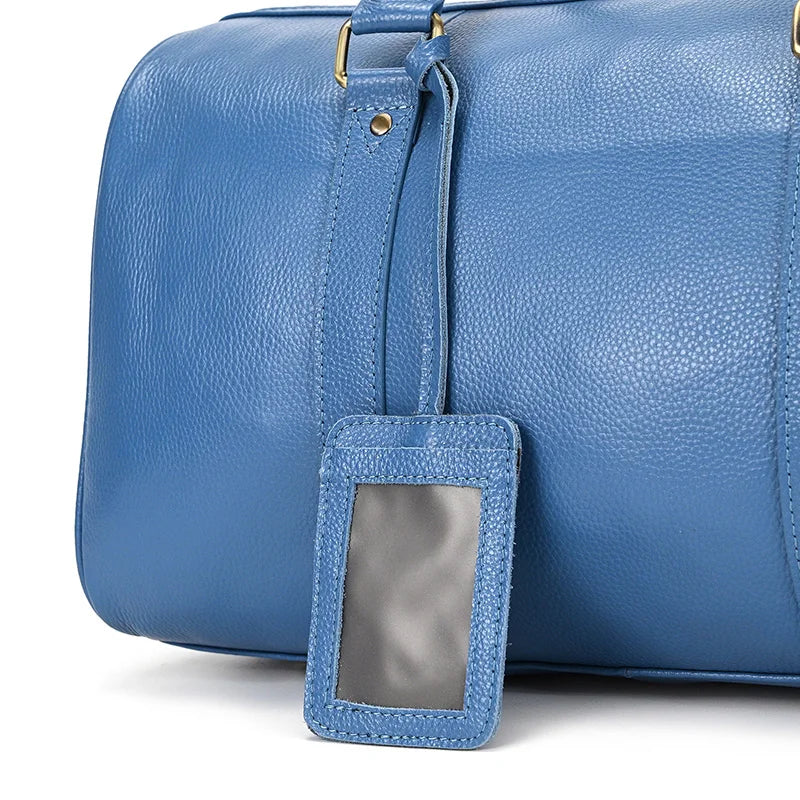Sac de voyage en cuir véritable de grande capacité pour hommes et femmes, en cuir de vache noir souple, polochon de voyage décontracté, grand sac à bandoulière pour week-end