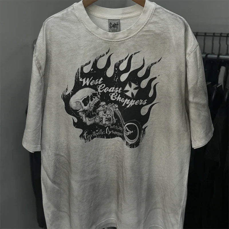 Washed Saint Punk art limited edition BOX TEE Hand Worn Vest T-Shirts Men Women High Quality T Shirt