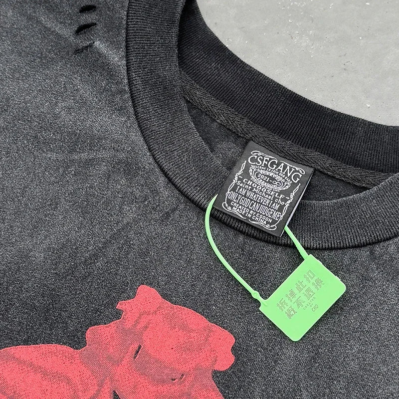 Graphics Print Vintage Washed Black Dirty Sleeveless T-Shirt Men Women Hip Hop Oversized Box Tee Best Quality Cotton T Shirt