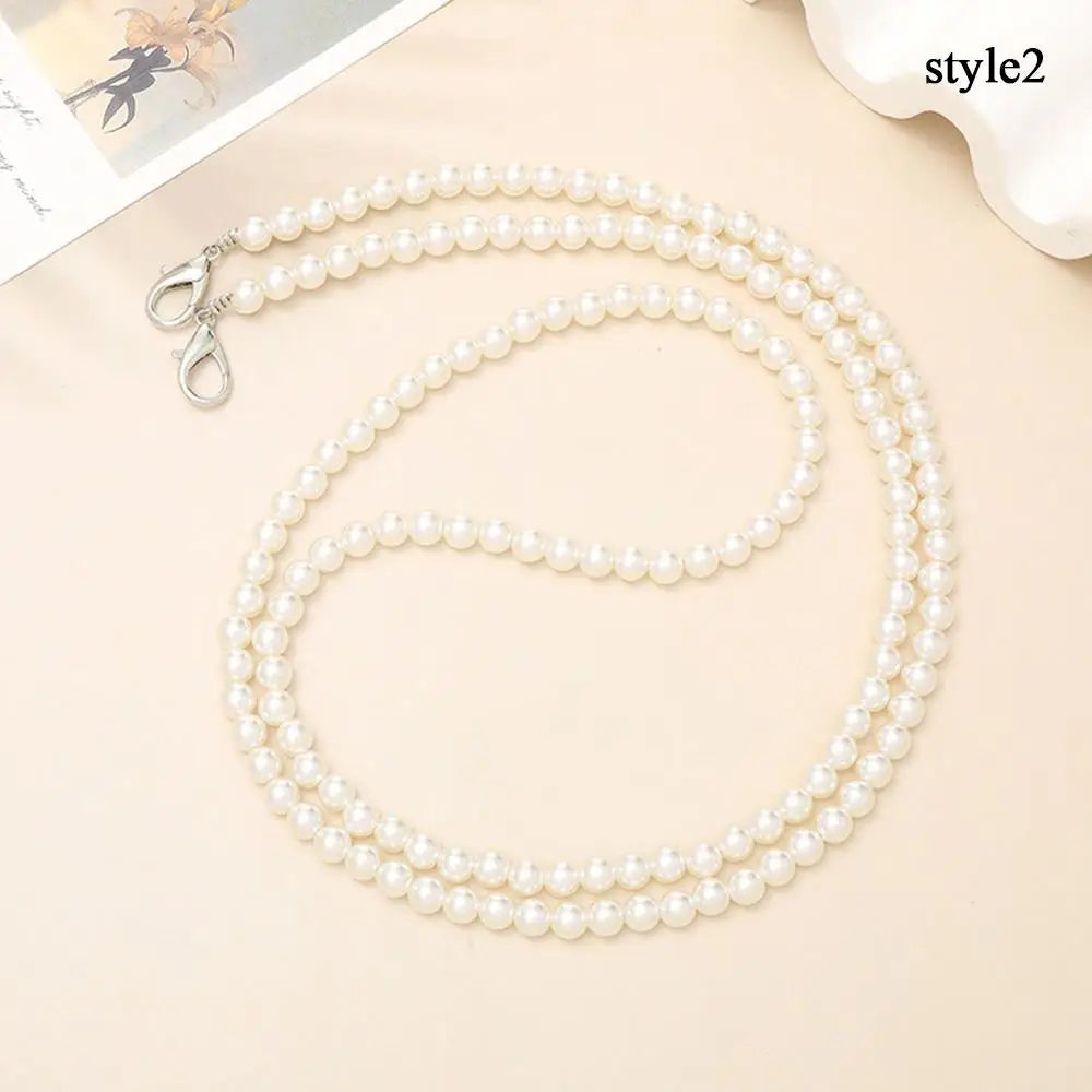120cm Bag Chain for Handbag Handles Butterfly Beaded Phone Lanyard  DIY Purse Replacement for Shoulder Bag Straps Pearl Belt