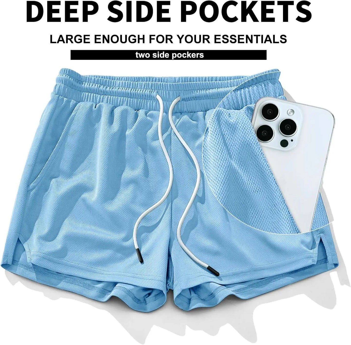 AIMPACT Men's Gym Workout Shorts Mesh Lightweight Bodybuilding Shorts Training Running Sports Jogger with Pockets