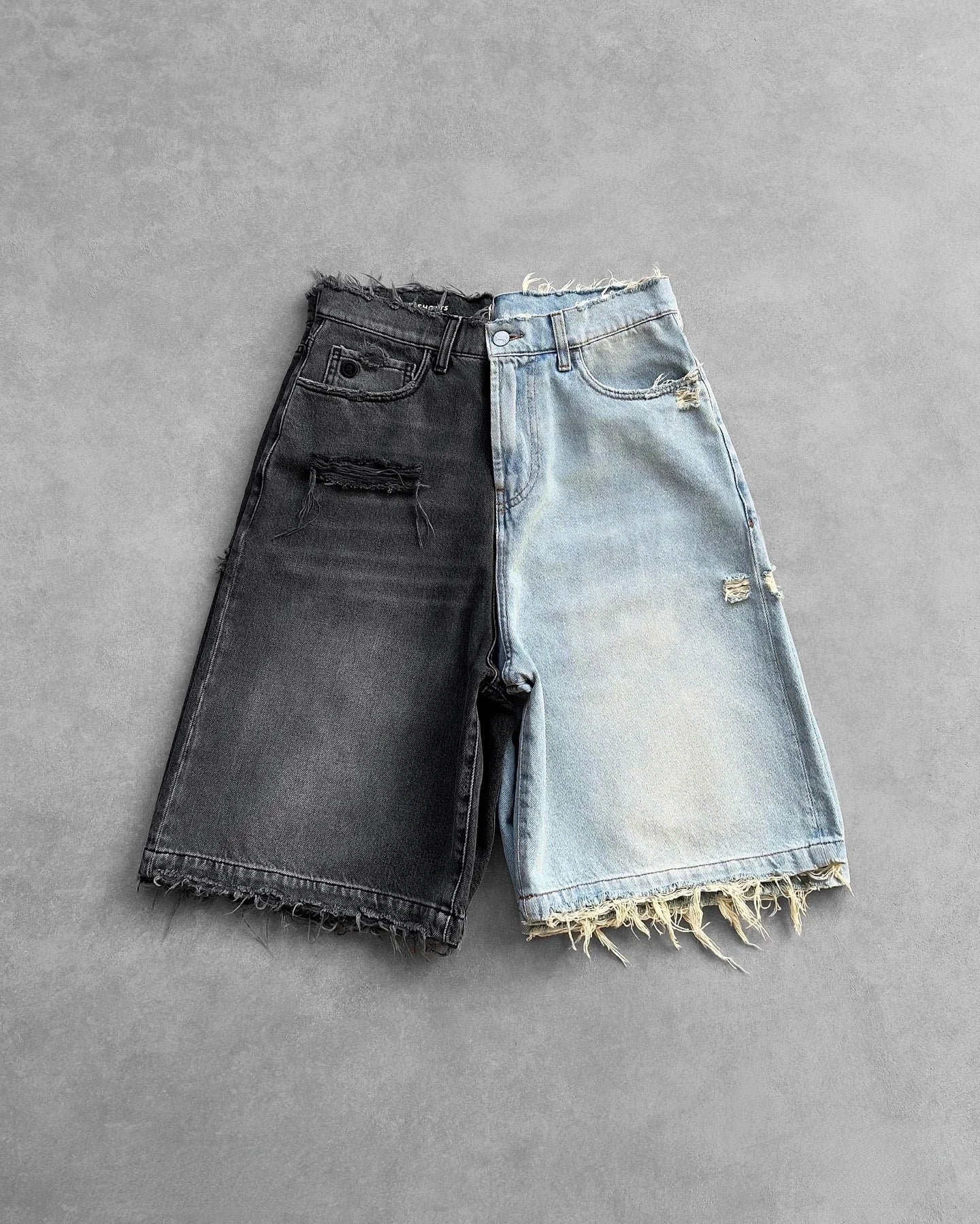 Y2k Black Punk Wash Baggy Work Shorts Men Women Summer Hip Hop Ripped Hole Denim Shorts Raw Edge Casual Jorts Streetwear