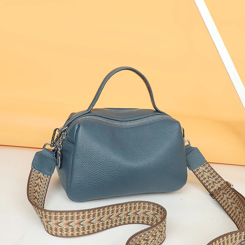 Luxury Soft Genuine Leather Handbag Fashion Women Shoulder Messenger Bag Solid Color Cowhide Tote Fashion Female Crossbody Sac