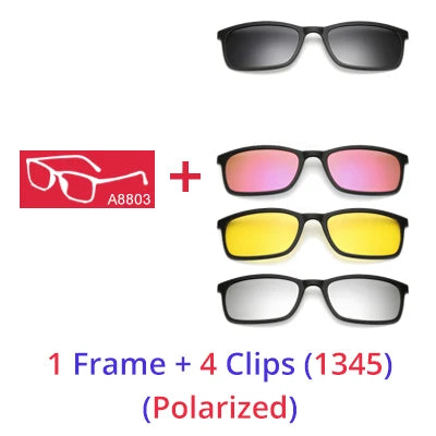 Ralferty – lunettes de soleil polarisées pour hommes et femmes, 5 en 1, Clip magnétique, lunettes de vue TR90, Prescription optique, montures, Clips magnétiques