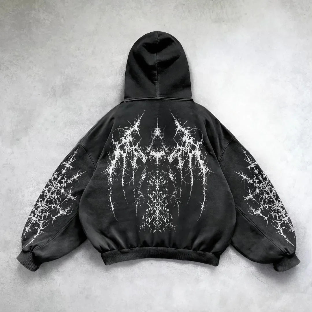 Street Hip-Hop Harajuku Y2K Casual Loose Hoodie American Retro Personality Pattern Fashion Versatile Oversized Sweatshirt Women