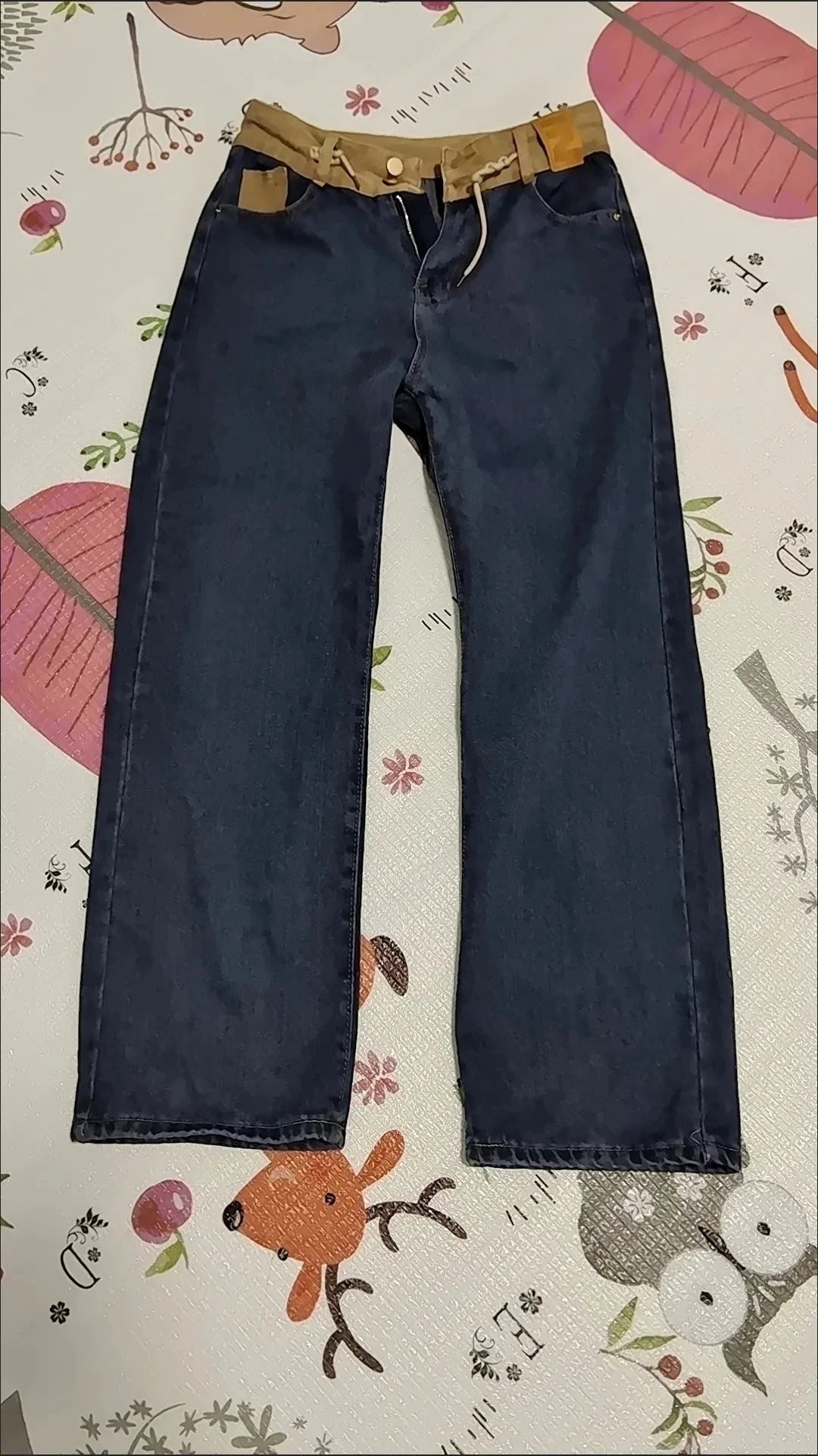 Korean Design Drawstring Baggy Straight Jeans Women Vintage Casual High Waist Wide Leg  Denim Pants Streetwear Loose Vaqueros