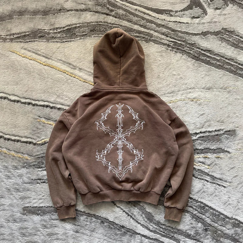 Y2K Letter Patch Embroidered Zippered Hooded Sweatshirt High Street Trend Comfortable Sweatpants Men Women Hip Hop Street Suit
