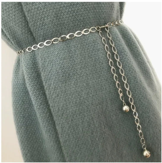 Metal hook adjustment waist chain women's fashion versatile decorative dress personalized chain Korean version waist thin belt