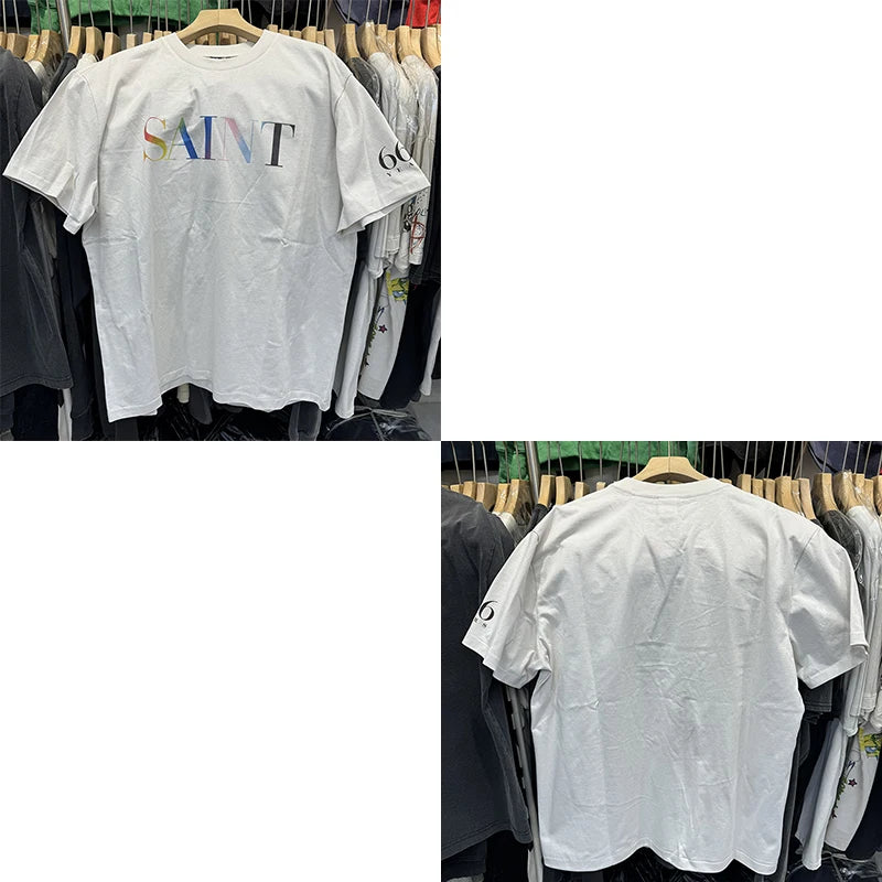 Saint High Quality Casual Loose Smiling Print Men T Shirt