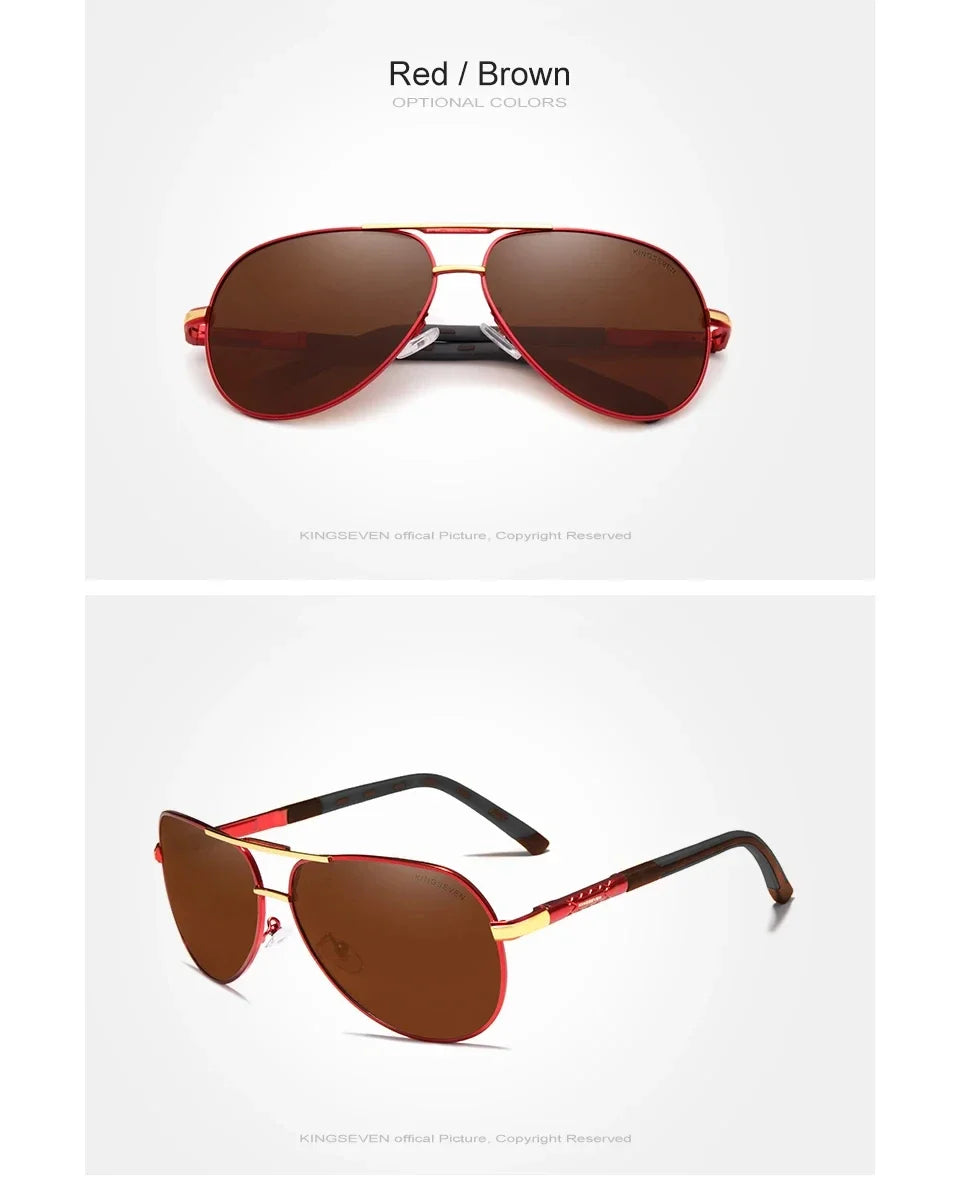 KINGSEVEN-Lunettes de soleil polarisées en aluminium vintage pour hommes et femmes, lunettes de soleil de marque classique, lentille de revêtement, lunettes de conduite