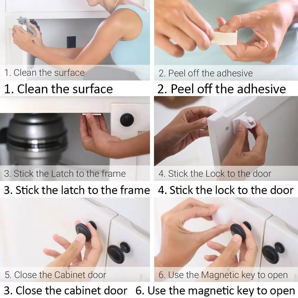 Serrure magnétique pour enfants, Protection pour enfants, serrure de sécurité pour bébé, loquet de tiroir, limiteur de serrure de porte d'armoire, serrures de sécurité pour enfants
