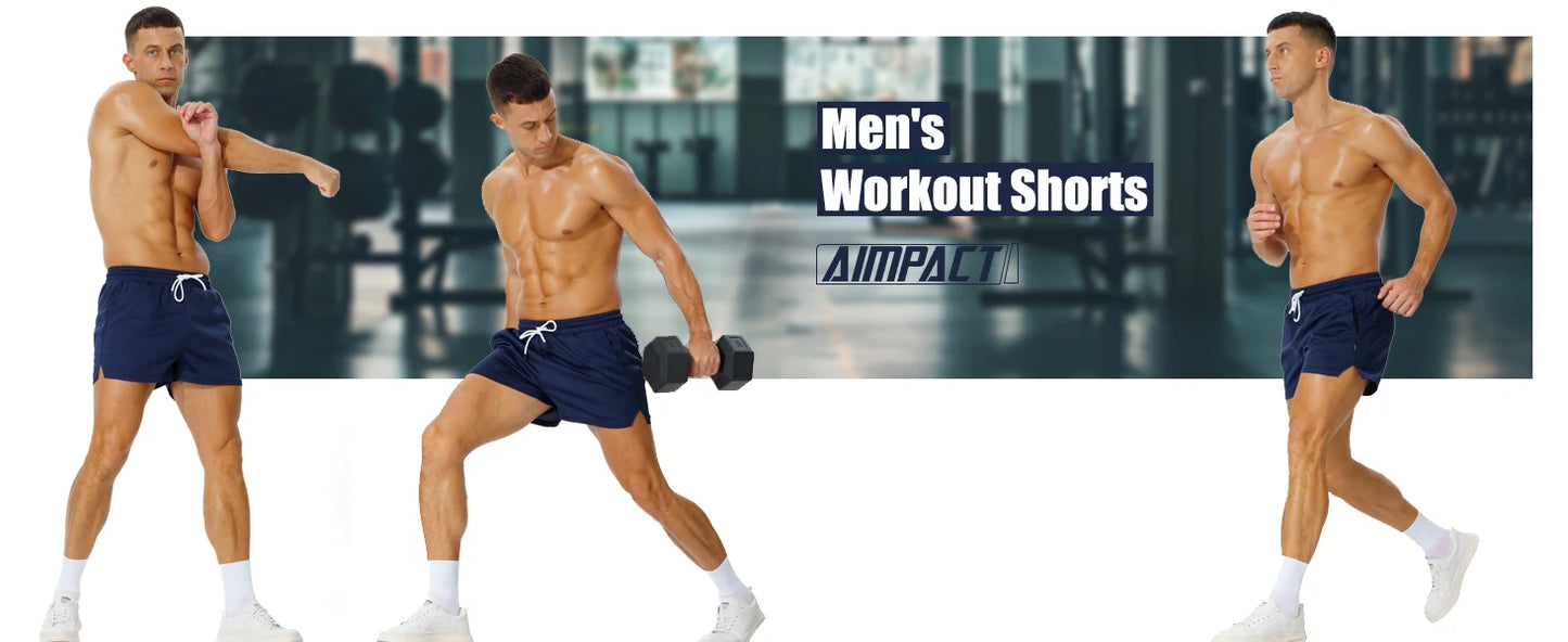 AIMPACT Men's Gym Workout Shorts Mesh Lightweight Bodybuilding Shorts Training Running Sports Jogger with Pockets