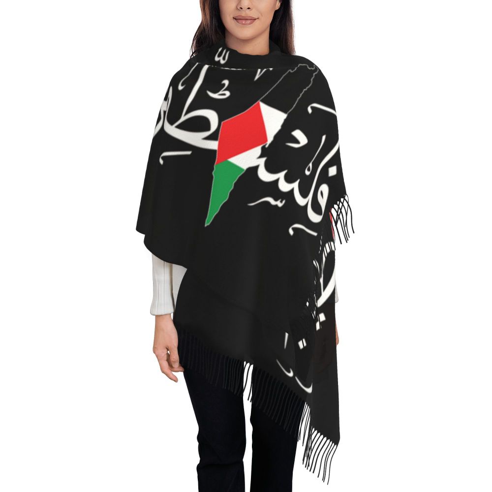 Palestines Flag Tassel Scarf Women Soft Palestinians Patriotic Shawl Wrap Ladies Winter Fall Scarves