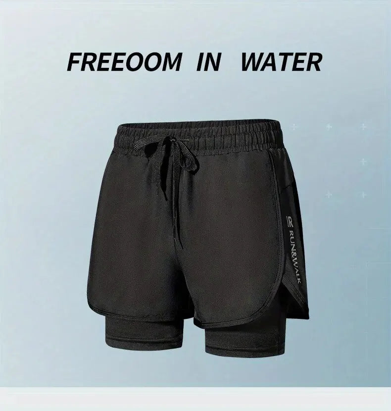 Men's Aloe Pants Athletic Shorts Two-Layer Swim Trunks: Stylish, Quick-Drying & Comfortably Fit for Beach, Pool & Hot Spring!
