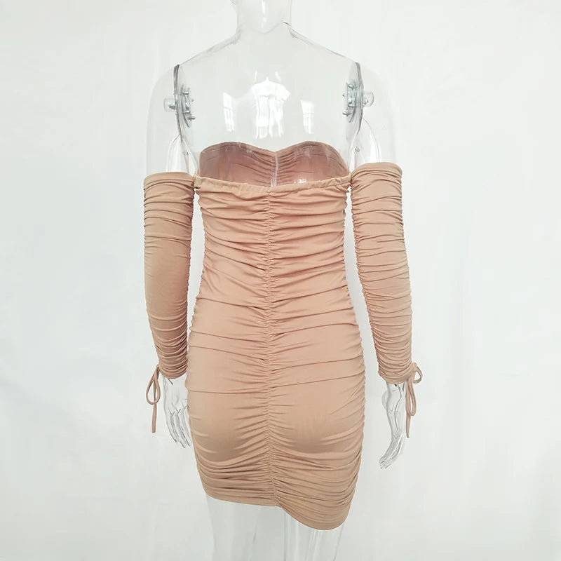 Articat – robe à bandes pour femmes, Sexy, épaules dénudées, manches longues, Slim, élastique, moulante, robes de soirée, automne hiver, 2022