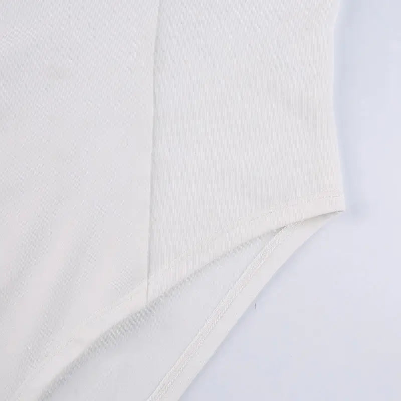 Sexy American Retro Sleeveless White Women's Bodysuits Fashion Basic Slim Outfits Chic Bodycon Jumpsuit Y2K Body Tops Summer