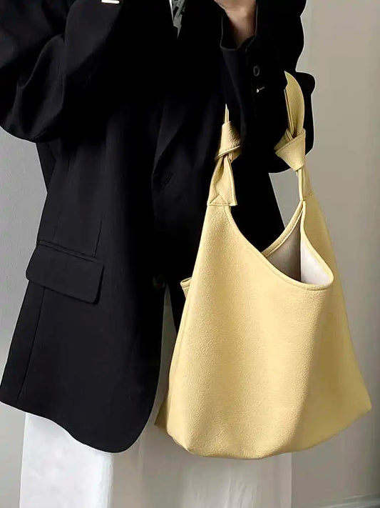 Fresh Yellow PU Women's Tote Bag Spring New Large Capacity Versatile High-grade Texture Underarm Bags Trendy One Shoulder Bags