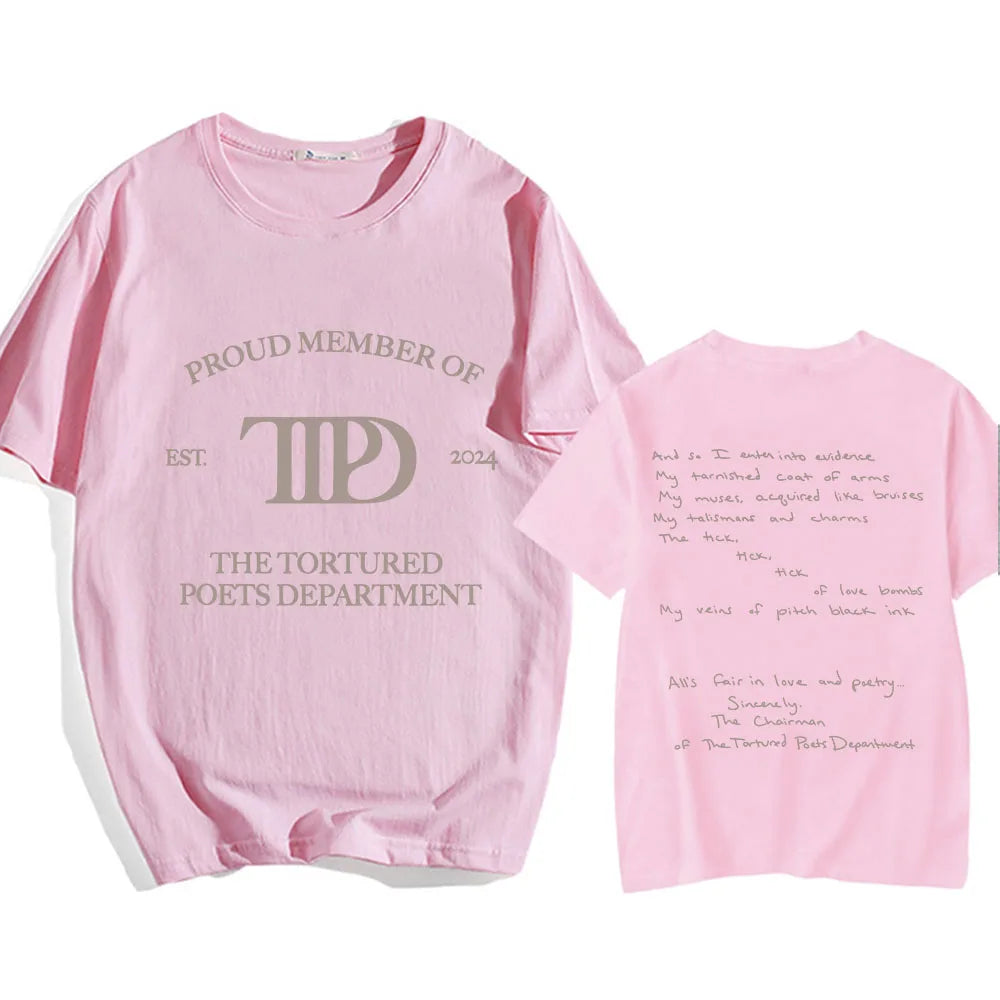 Album The Tortured Poets Department TTPD T-shirts Short Sleeve Cotton Comfortable Tee-shirt Casual Summer Men Women Tshirts Tees