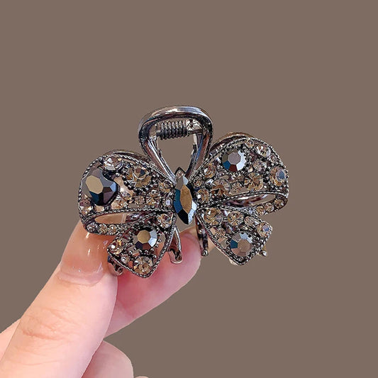 Exquisite Hollow Bow Hairpin New Rhinestone Small Grabber Girl Cute Bangs Clip Side Clip Sweet Hair Slide