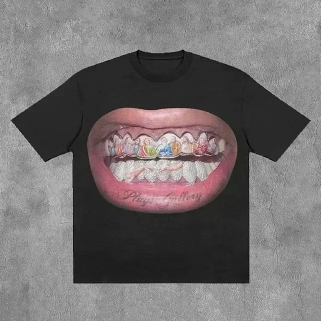 Streetwear T Shirt Y2K Hip Hop Punk Rock Graphic Print Oversized TShirt Mens Womens Round Neck Cotton Short Sleeve Tops Clothes