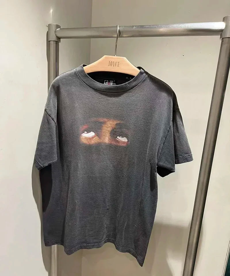 Vintage Series Saint Round Neck Sexy Robot Printed Casual High Quality Oversized T Shirt Harajuku Streetwear Men