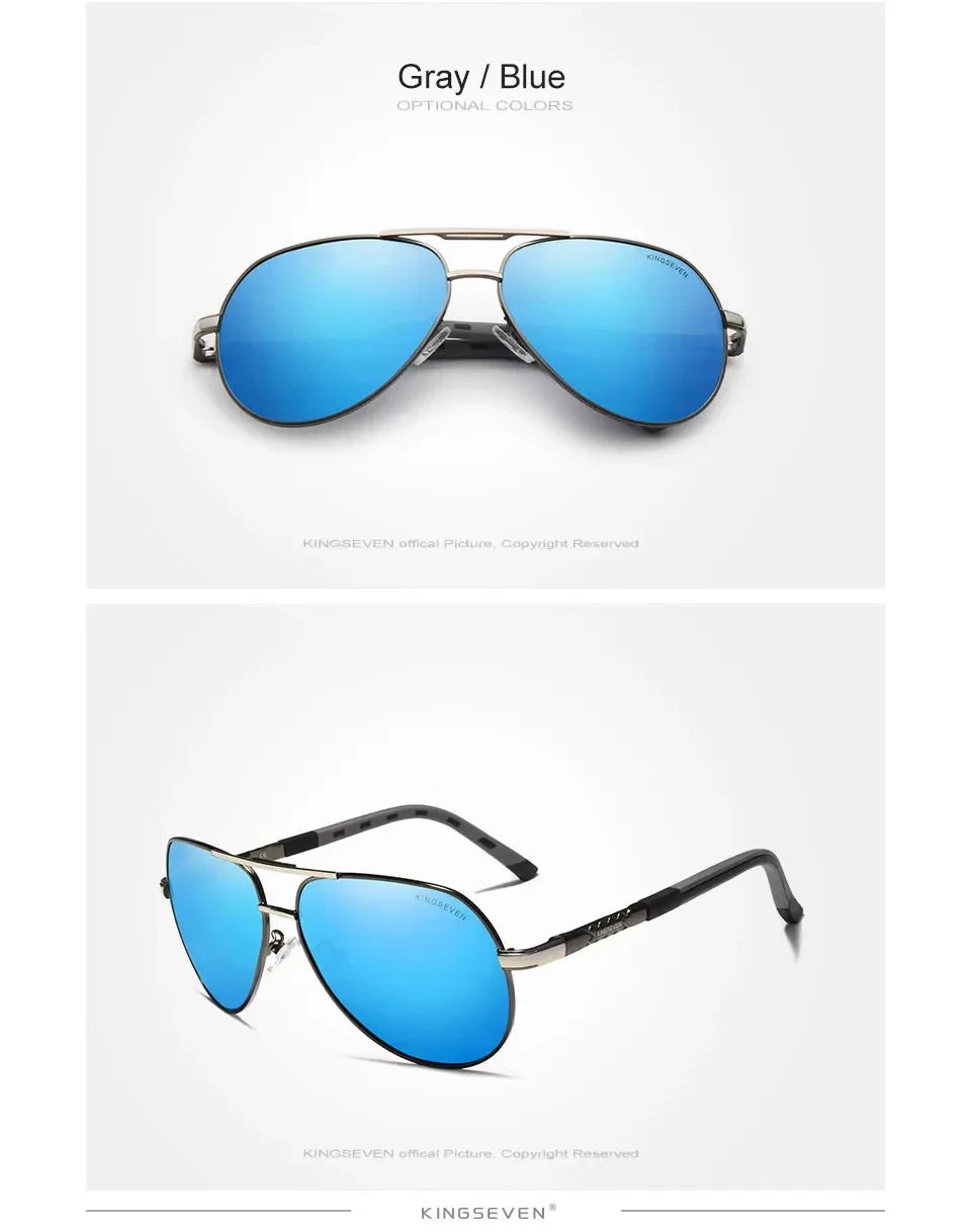 KINGSEVEN-Lunettes de soleil polarisées en aluminium vintage pour hommes et femmes, lunettes de soleil de marque classique, lentille de revêtement, lunettes de conduite