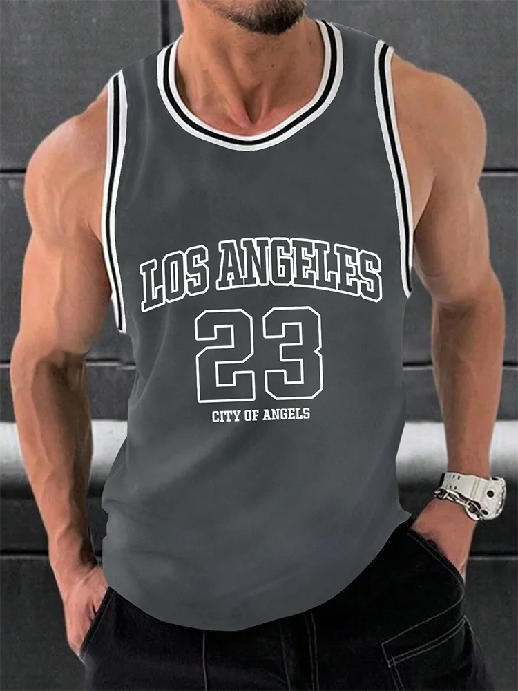 New Summer Daily Urban Casual Men's Tank Tops Fitness Exercise Breathable Sleeveless Tees Outdoor Street Fashion Men Clothing