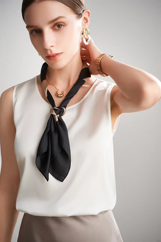 SuyaDream. Débardeur basique confortable pour femmes, 100% soie véritable, t-shirt Chic sans manches à col rond, gilets d'été solides 2025, blanc, rose, Beige