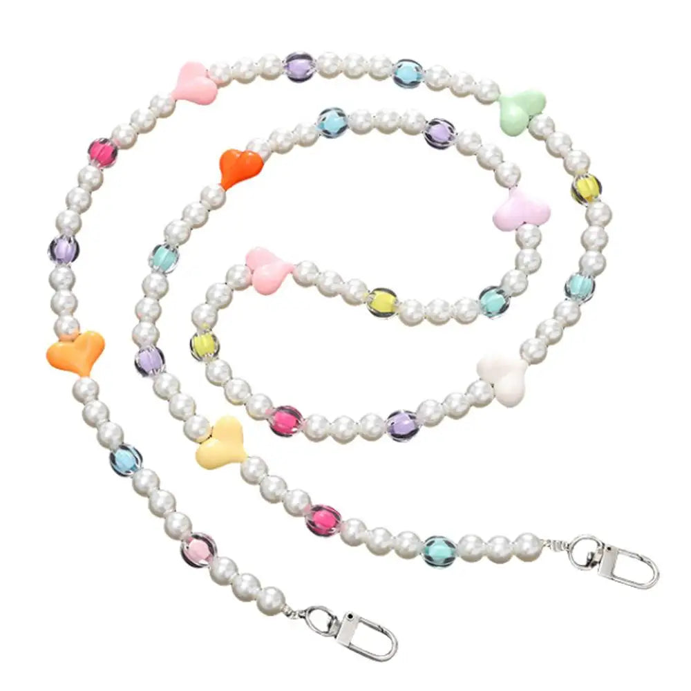120cm Bag Chain for Handbag Handles Butterfly Beaded Phone Lanyard  DIY Purse Replacement for Shoulder Bag Straps Pearl Belt