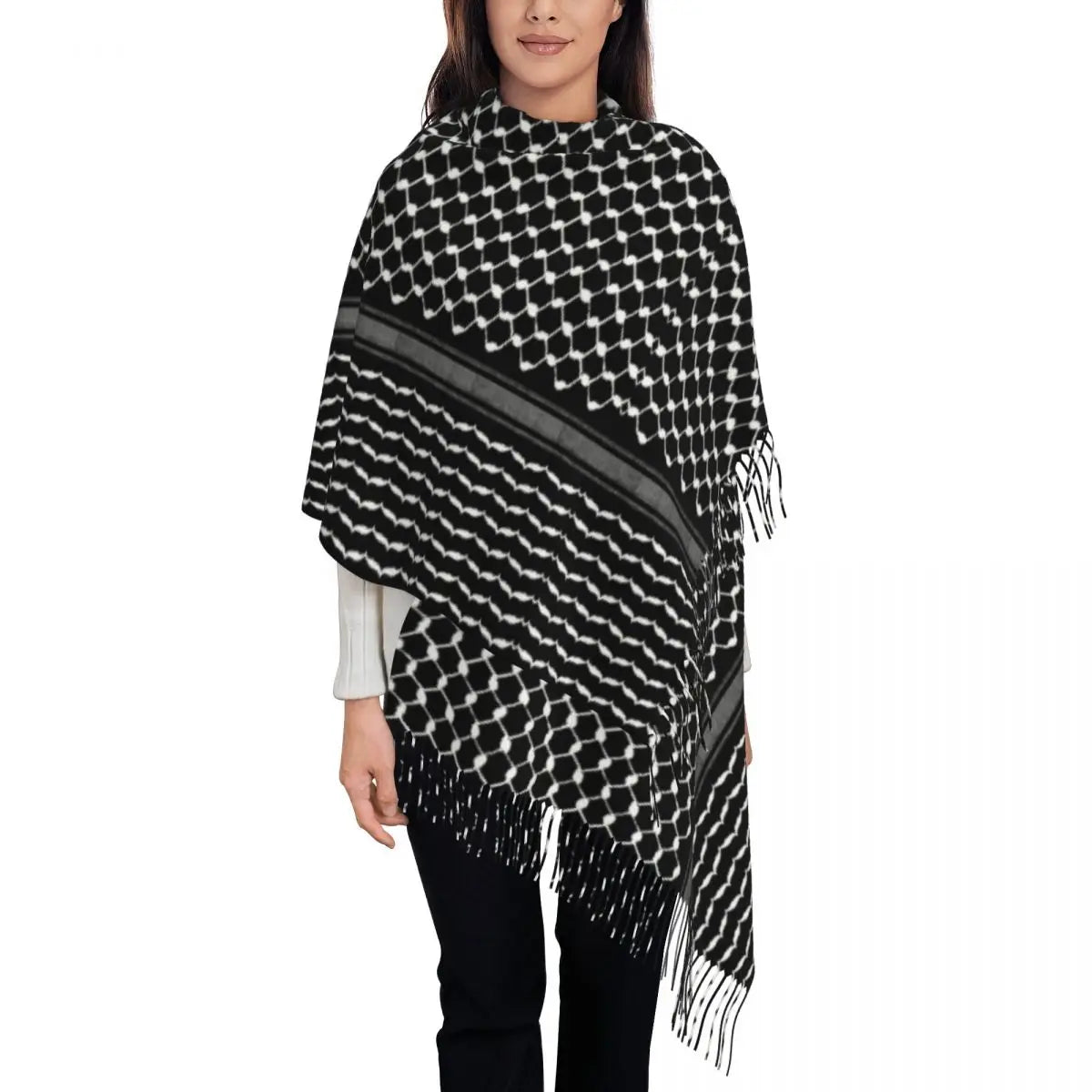 Palestines Flag Tassel Scarf Women Soft Palestinians Patriotic Shawl Wrap Ladies Winter Fall Scarves