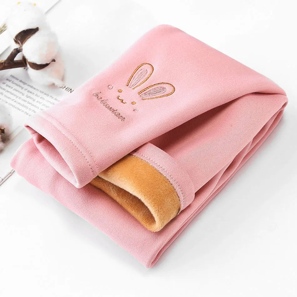 Leggings pour filles de 3 à 8 ans, pantalons lapin pour bébés, collants thermiques pour enfants, doublure polaire, à la mode, bas décontracté, automne et hiver