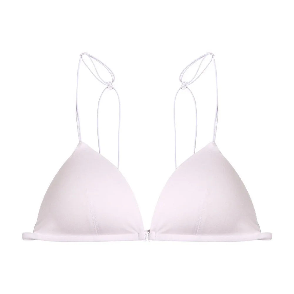 Fachion Triangle Bras for Women Beauty Back Thin Strape French Style Bra Solid Color Lingerie Deep V Bralette Summer