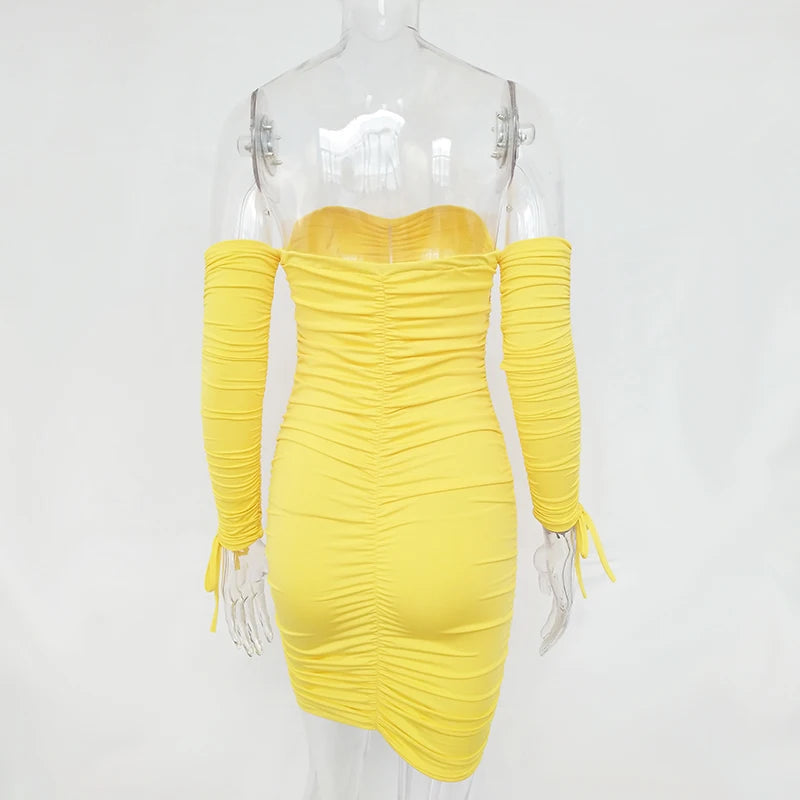Articat – robe à bandes pour femmes, Sexy, épaules dénudées, manches longues, Slim, élastique, moulante, robes de soirée, automne hiver, 2022
