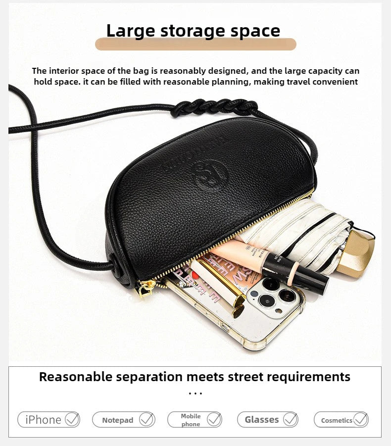 Brand Fashion Mini Bags Trend Designer Handbags Women'S Genuine Leather Casual Lady Shoulder Black Crossbody Bag for Girl
