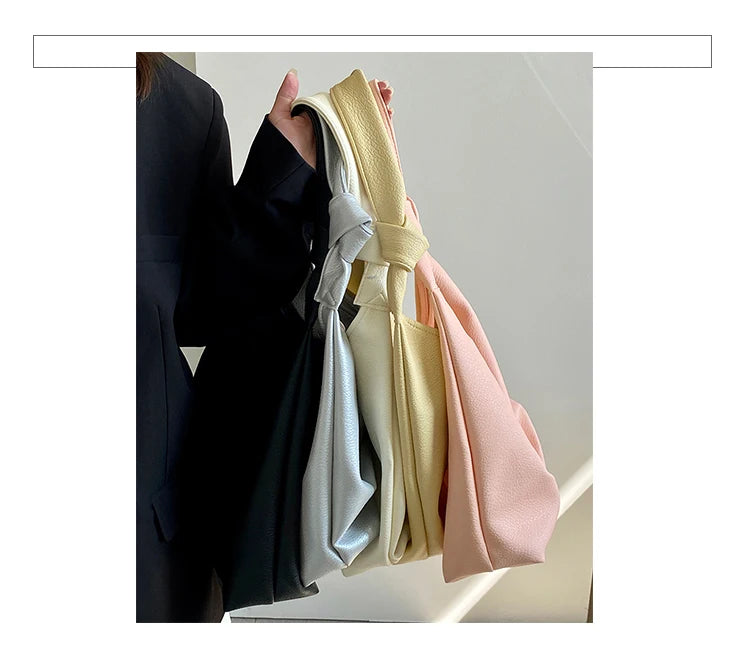 Fresh Yellow PU Women's Tote Bag Spring New Large Capacity Versatile High-grade Texture Underarm Bags Trendy One Shoulder Bags