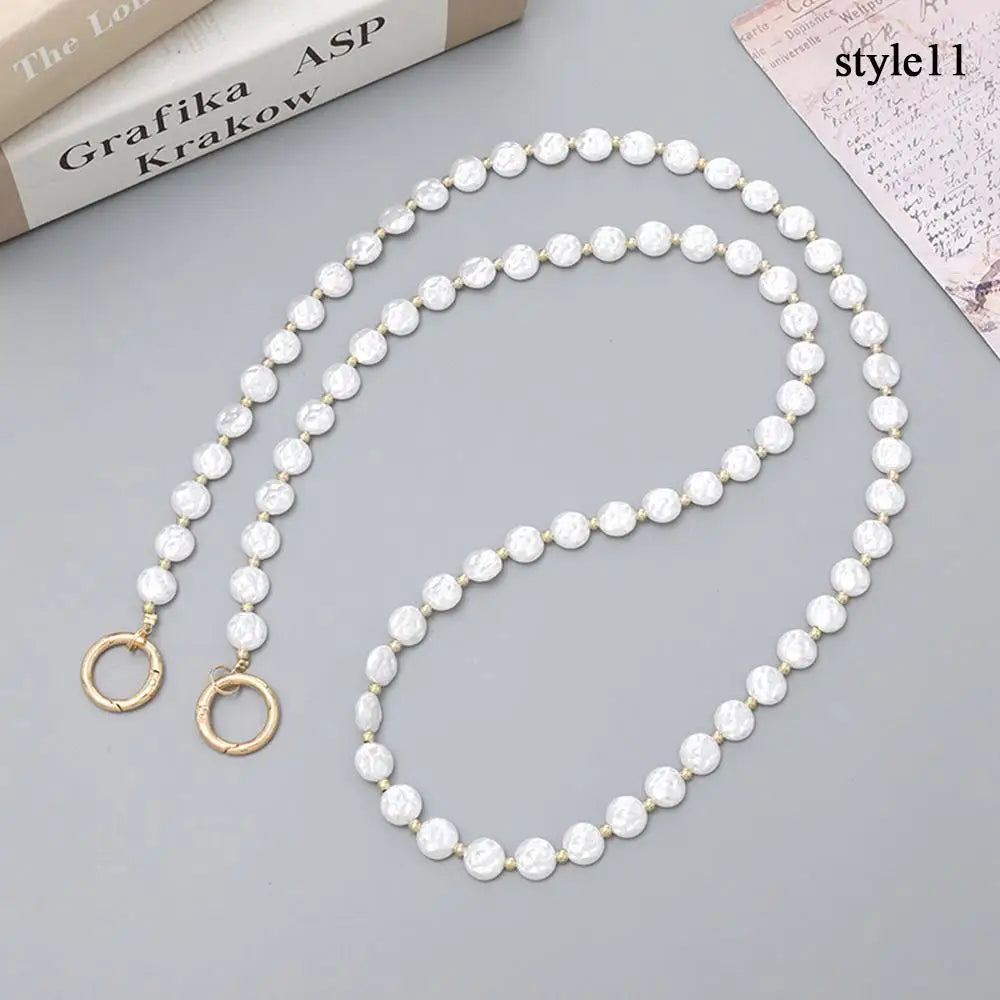 120cm Bag Chain for Handbag Handles Butterfly Beaded Phone Lanyard  DIY Purse Replacement for Shoulder Bag Straps Pearl Belt