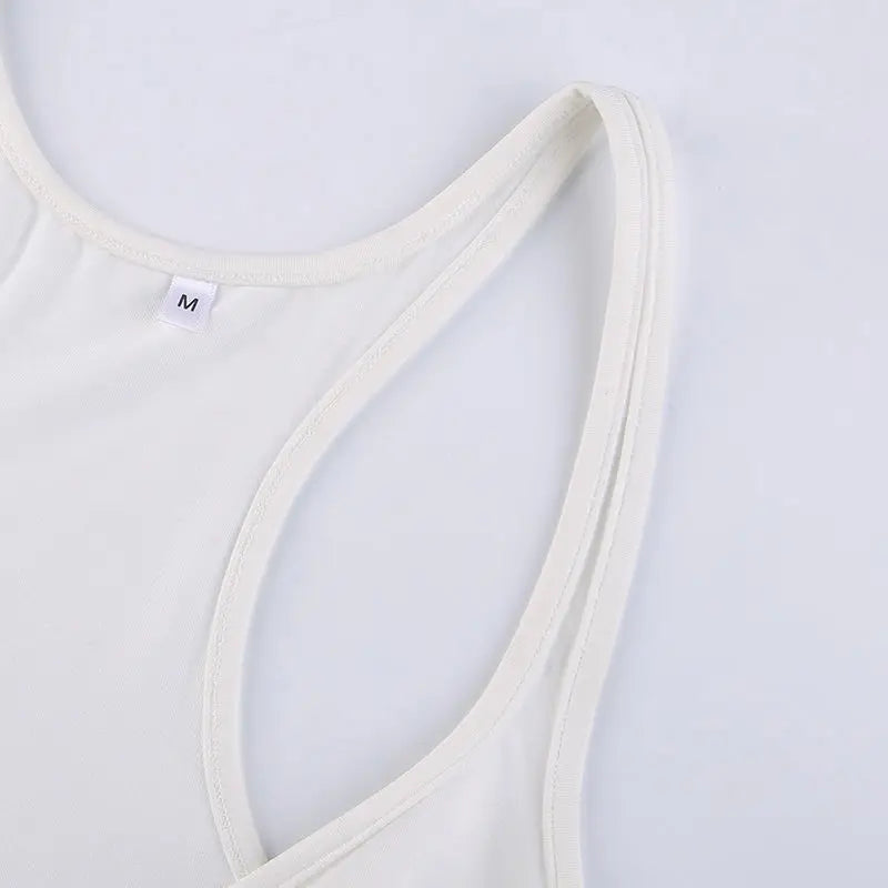 Sexy American Retro Sleeveless White Women's Bodysuits Fashion Basic Slim Outfits Chic Bodycon Jumpsuit Y2K Body Tops Summer
