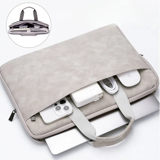 Fully Opening and Closing PU Sheepskin Leather Laptop Bag Suitable for 13-16 Inches Feel Splashproof and Shockresistant
