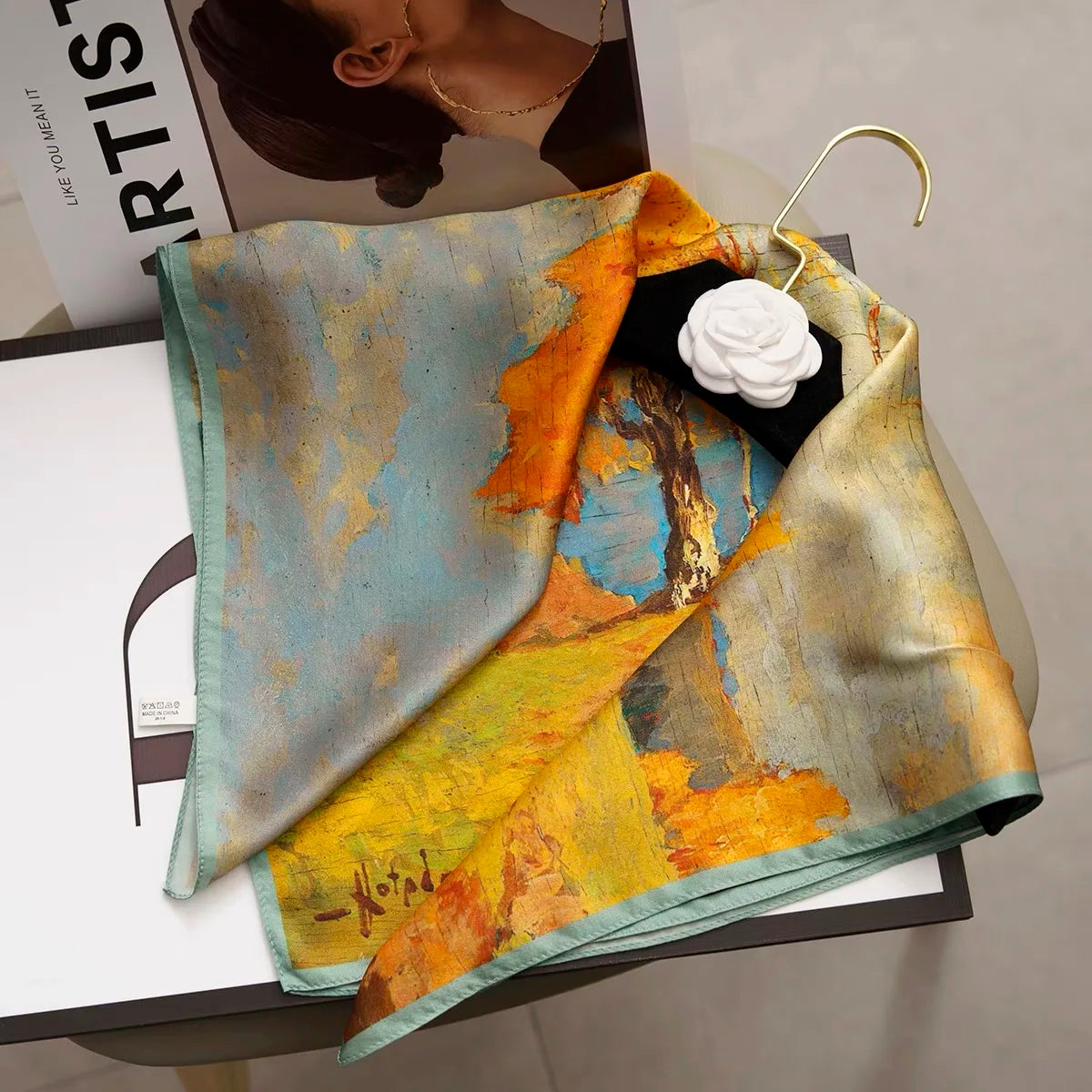 Women Silk Scarf Fashion Hair Scarf Silk Satin Neckerchief Female Hair Ties Headband Hair Ornament Female Bandana Bag Scarves