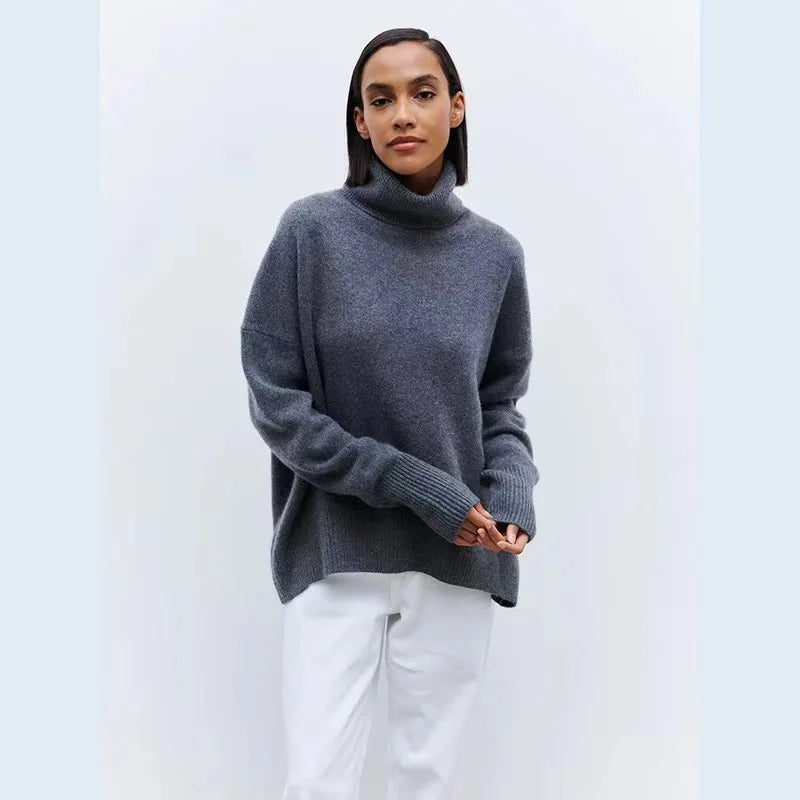 Oversized Women Cashmere Turtleneck Sweater Basics Knitted Jumpers Top Autumn Winter Warm Female Pullvers Sweater
