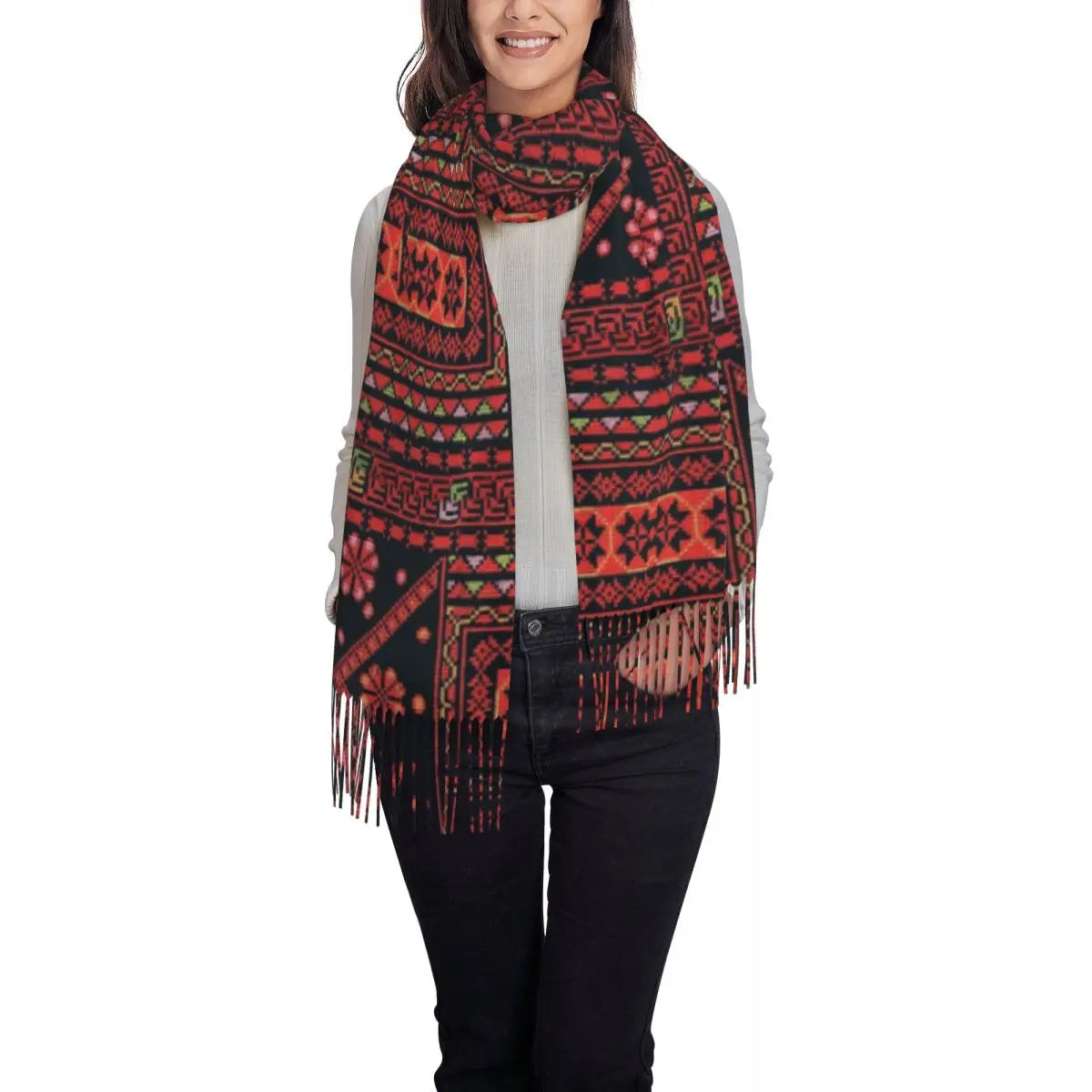 Palestines Flag Tassel Scarf Women Soft Palestinians Patriotic Shawl Wrap Ladies Winter Fall Scarves