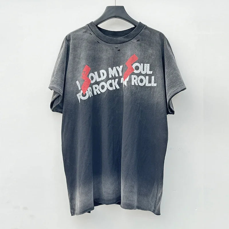 Graphics Print Vintage Washed Black Dirty Sleeveless T-Shirt Men Women Hip Hop Oversized Box Tee Best Quality Cotton T Shirt