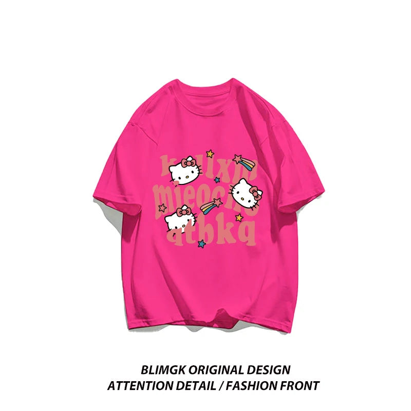 Hello kt Sweet Academy Style Women Tshirt Samio Originality Tshirt Letter Fashion T Shirt Personality Normcore Short Sleeved