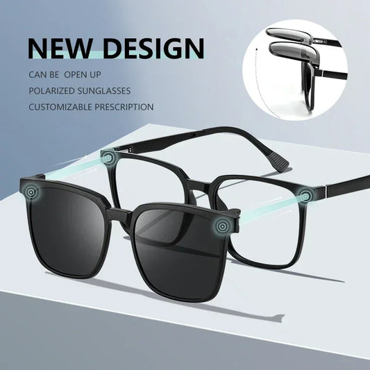 CLLOIO Magnetic Clip Optical Sunglasses Men Polarized Myopia Prescription Glasses Anti Blue Light Reading Glasses for Women 2190