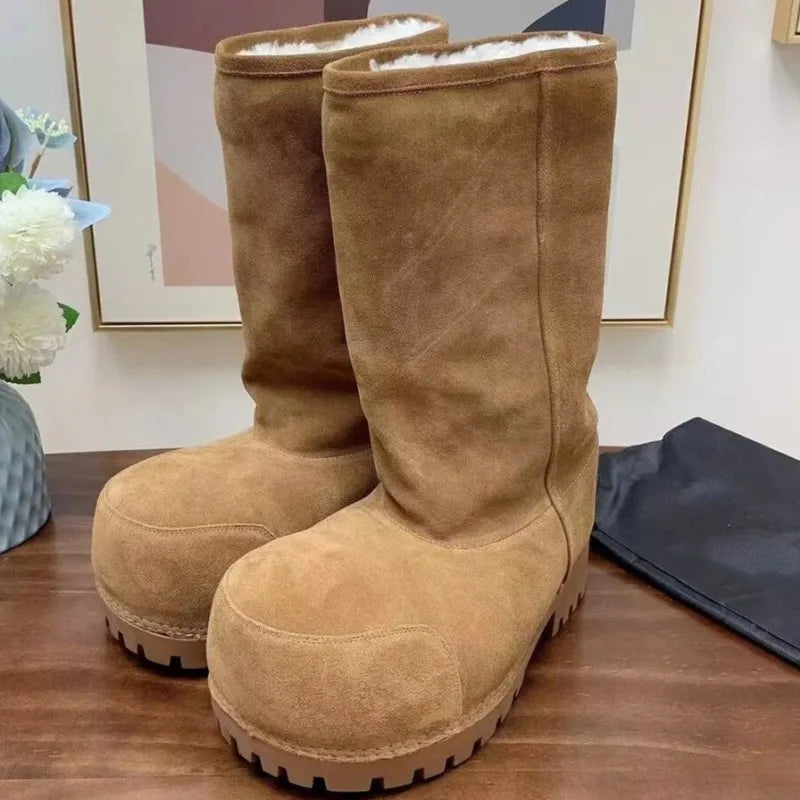Winter Boots Women Snow Boots genuine leather Waterproof Warm Ski Boots Female Outdoor Non-slip Cotton Boots Size 35-40