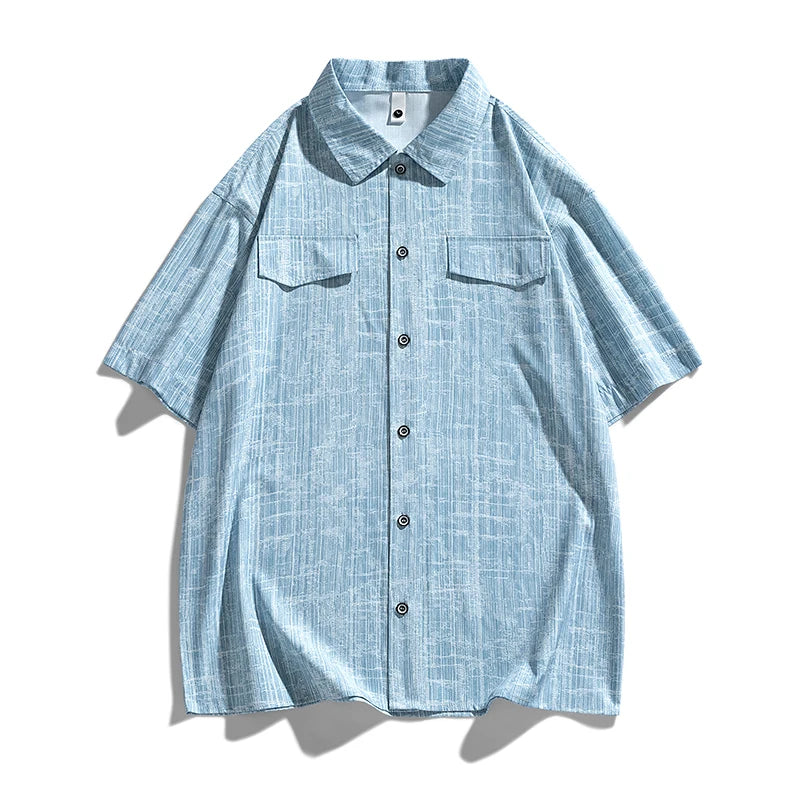 Men Shirt Suit Short Sleeve Shorts Set Summer Oversize 6XL 7XL 8XL Plus Size Casual Plaid Streetwear Loose Pocket High Quality